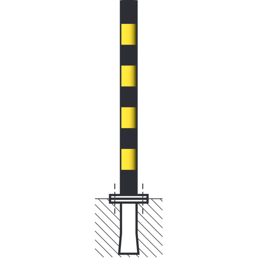 Barrier post painted black without rings