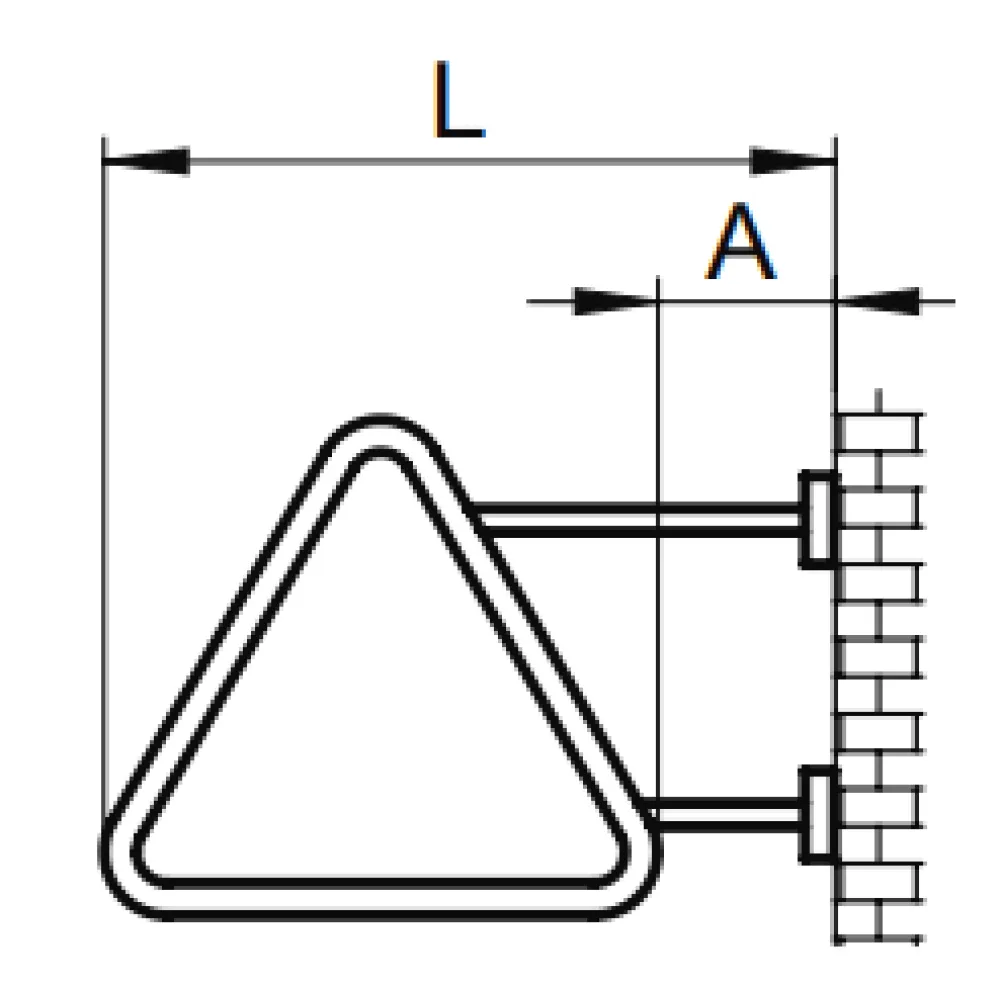 Triangular sign with side wall mounting
