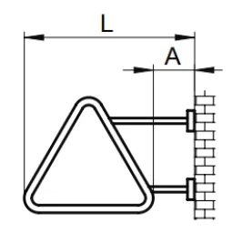 Triangular sign with side wall mounting