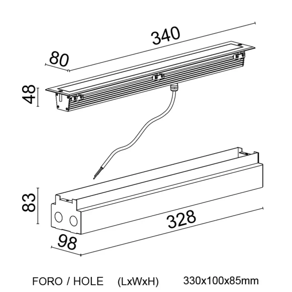Matrix Recessed - Recessed Wallwasher with Lens L. 340