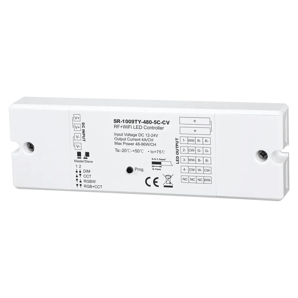 5 channel RF, TUYA, WIFI LED dimmer, constant voltage 12-24VDC, max. 480W