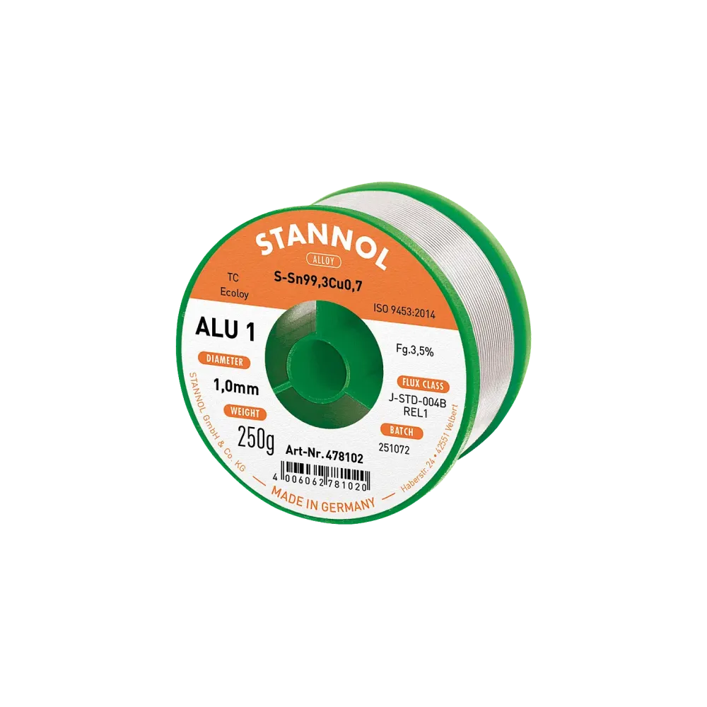 Solder wire ALU1, Sn99.3Cu0.7 - TC, RE L1, 1mm, 250g