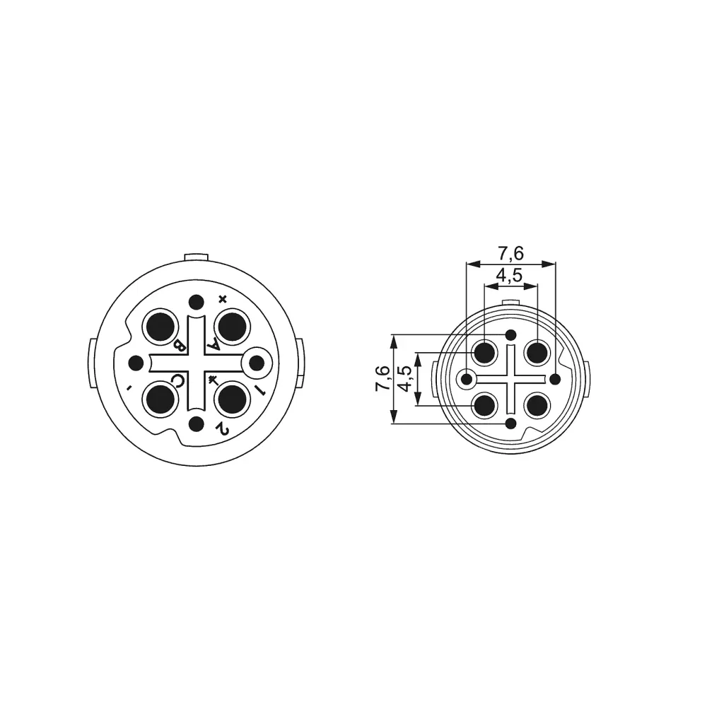M16 contact insert 4+3+PE, 320V socket