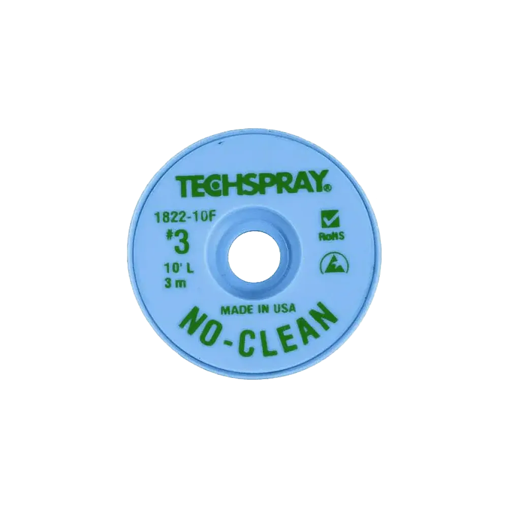 Techspray desoldering braid ESD, 1.9mm x 3m, flux-coated, no-clean