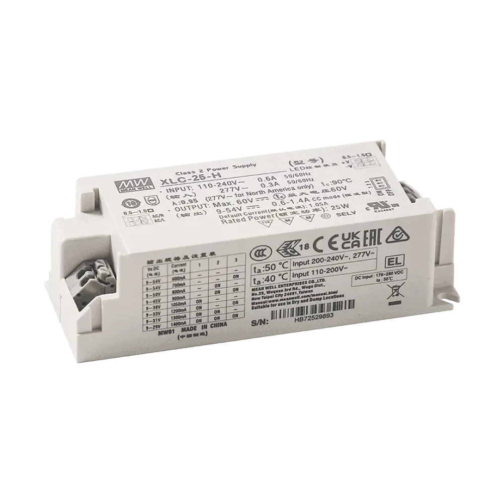25W LED control gear 300mA to 1050mA/9V...54V, DALI2, AC Push, NFC