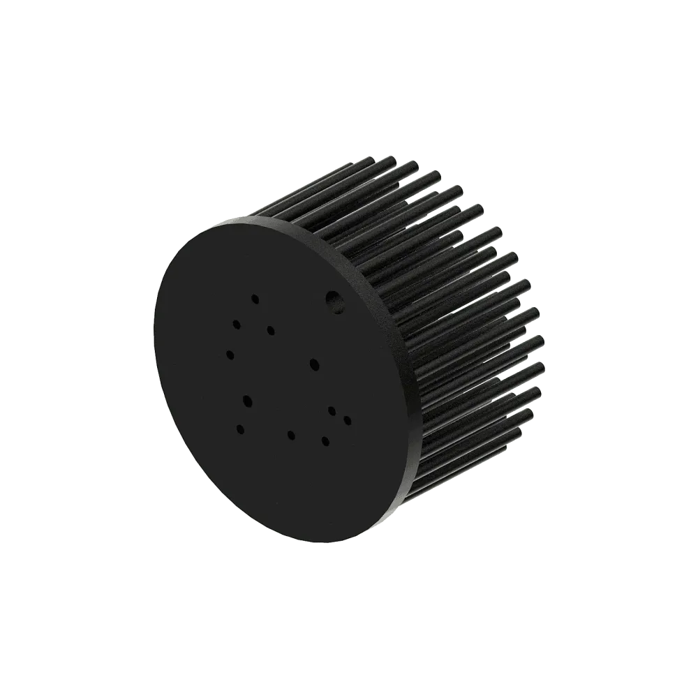 Zhaga LED pin fin heat sink, ø80mm, H 50mm, Base 5mm, Black anodized