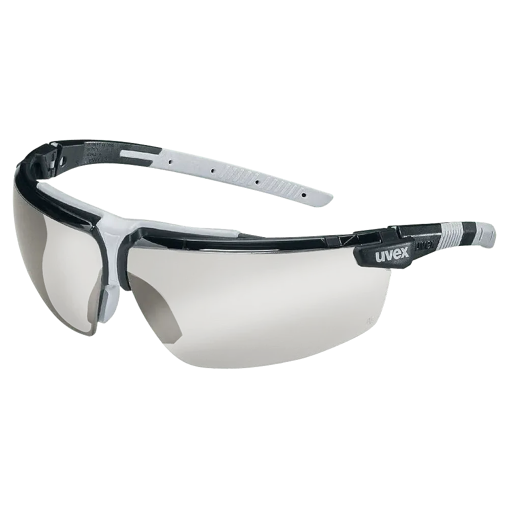 uvex i-3 side arm spectacles, silver mirror lens, anti-fog coating on the inside