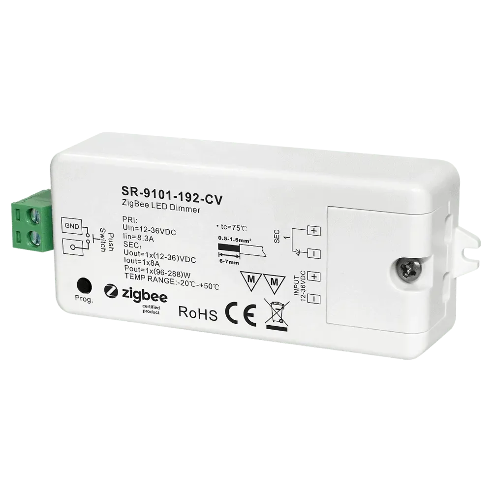 1 channel ZIGBEE 3.0 / LV-PUSH LED dimmer, constant voltage 12-36VDC, max. 288W