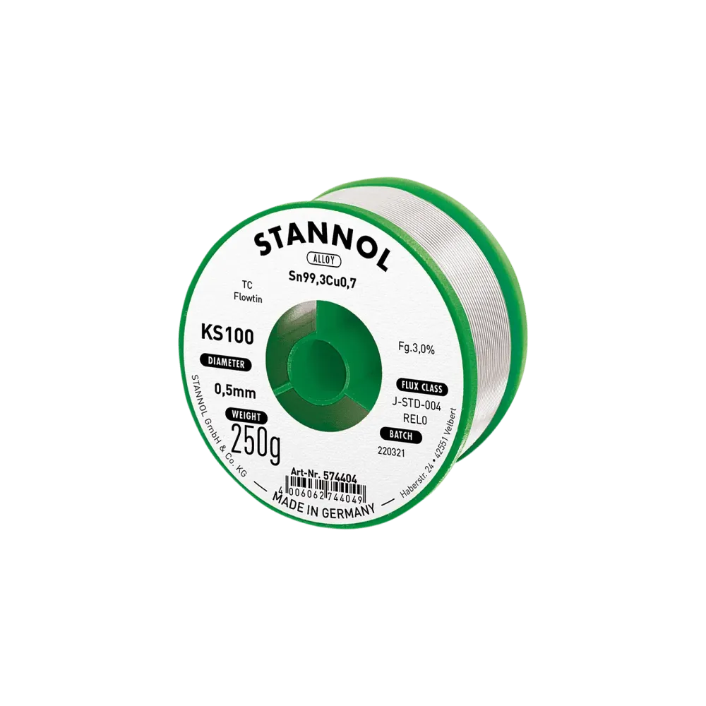Solder wire KS100, Sn99,3Cu0,7 - FLOWTIN TC, RE L0, 0.5mm, 250g