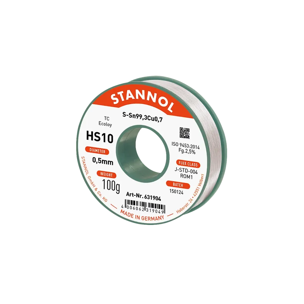 Solder wire HS10, Sn99.3Cu0.7 - TC, RO M1, 0.5mm, 100g