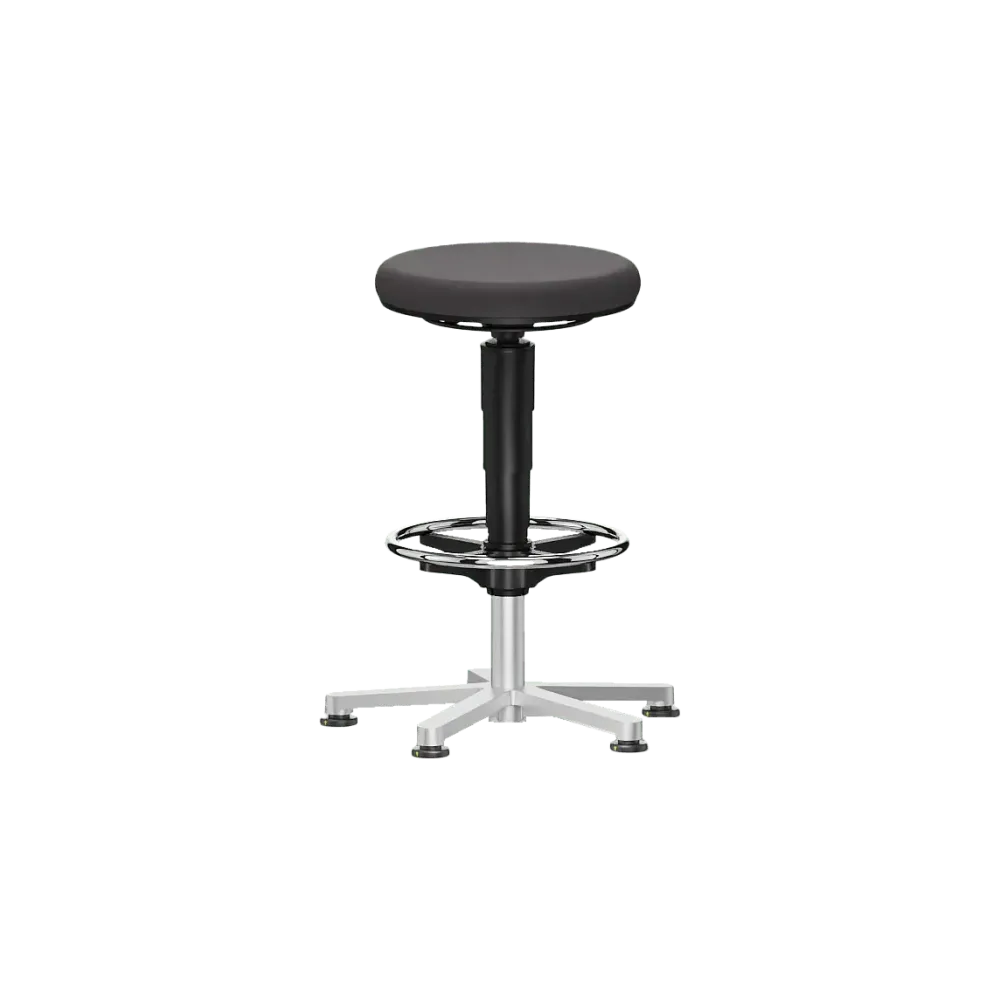 ESD stool 3 with glides and foot ring, seat height 560 - 830 mm, black