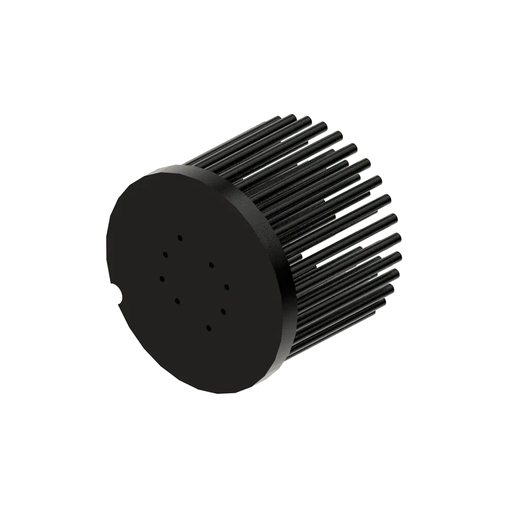 Zhaga LED pin fin heat sink, ø86mm, H 68mm, Base 8mm, Black anodized
