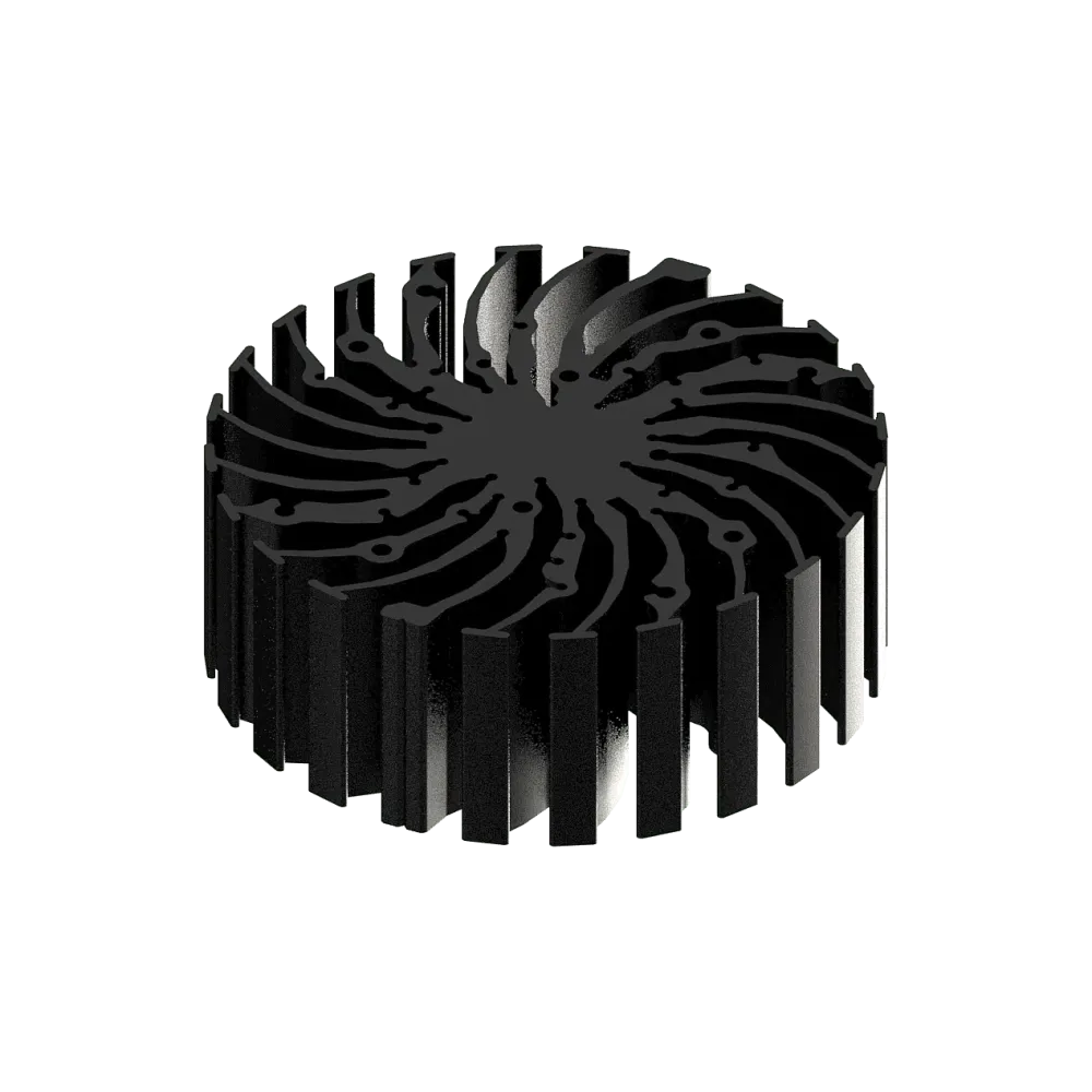 Modular LED star heat sink, ø134mm, H 50mm, Black anodized