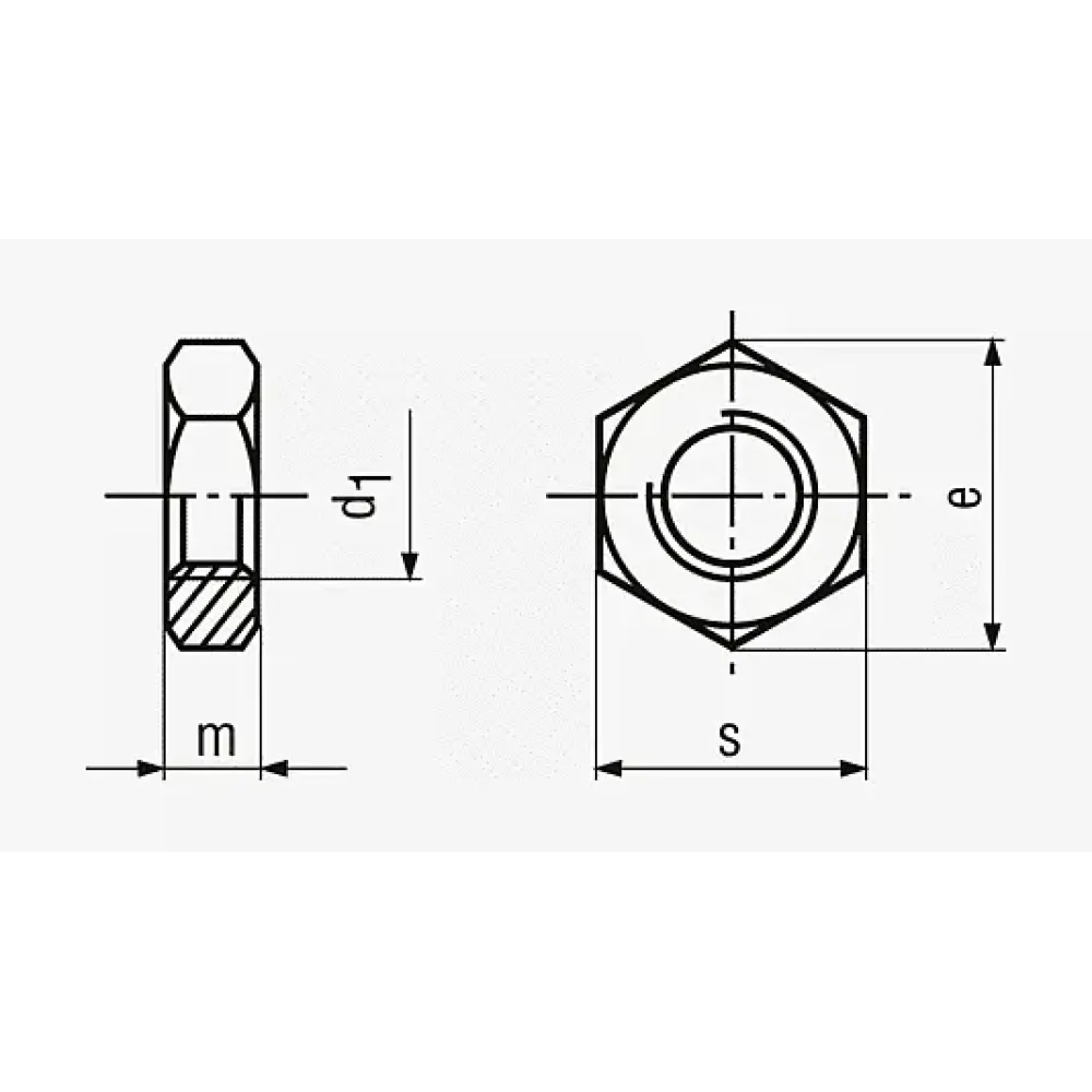 Hexagon lock nuts ~0.5d M3 (packaging unit = 100 pcs.)