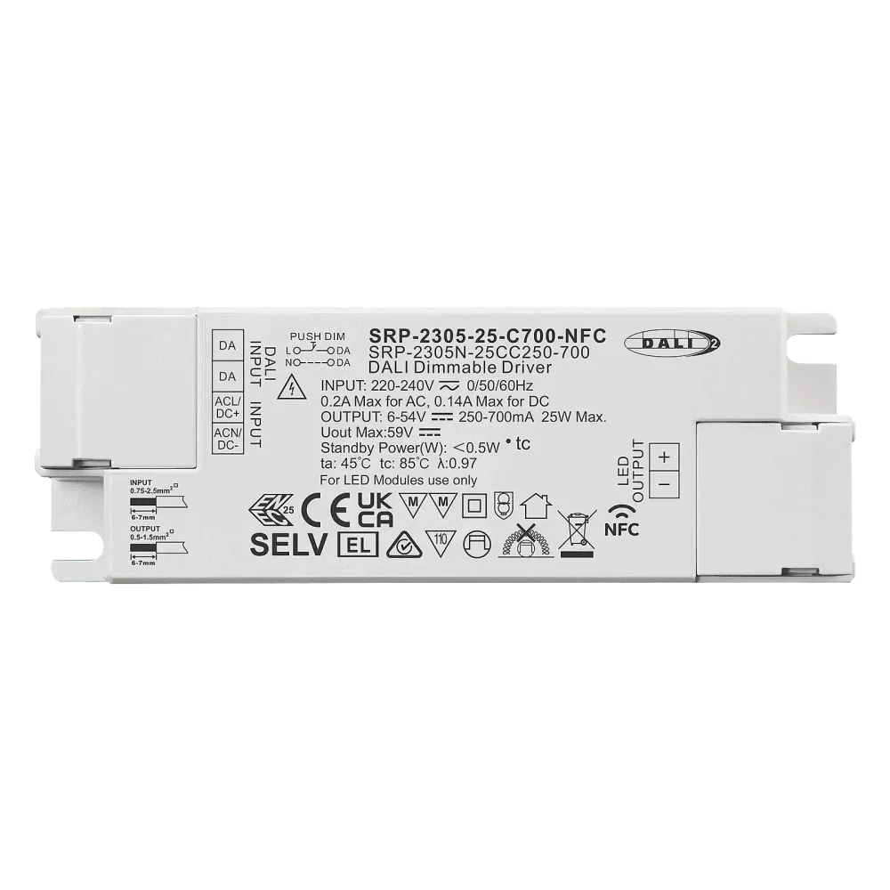 25W DALI2 DT6, AC-PUSH, constant current LED driver, NFC