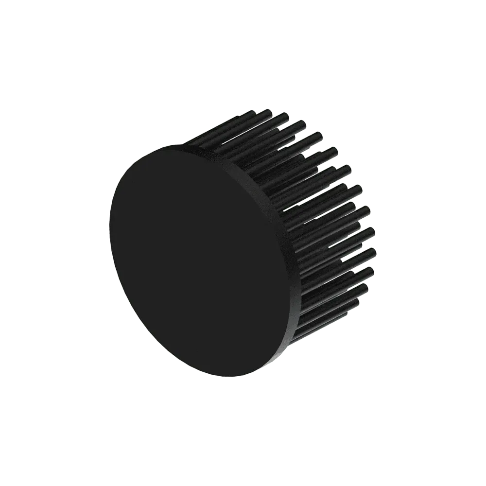 LED pin fin heat sink, ø70mm, H 40mm, Base 5mm, Black anodized