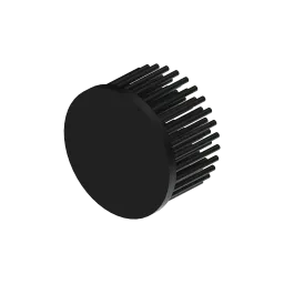 LED pin fin heat sink, ø70mm, H 40mm, Base 5mm, Black anodized