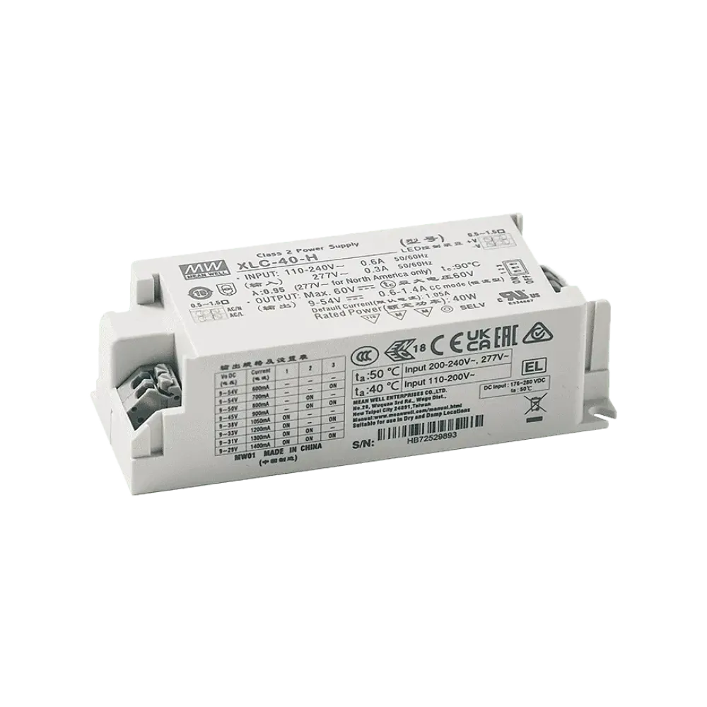 40W LED control gear 600mA to 1400mA/9V...54V, DALI2, AC Push