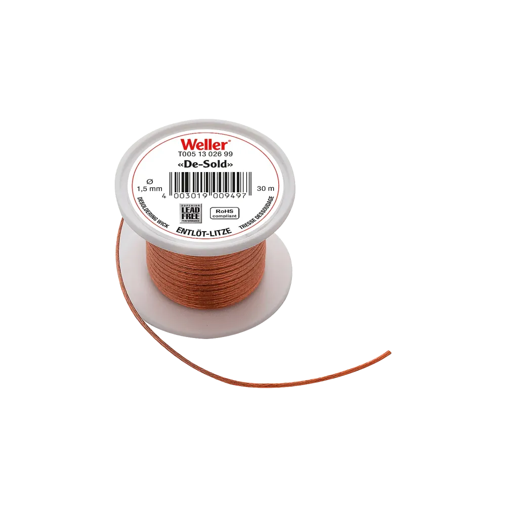 Desoldering braid 30 m spool, width 1.5 mm
