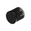 LED pin fin heat sink, ø67mm, H 68mm, Base 8mm, Zhaga&Philips holes, Black