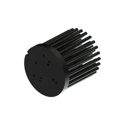 LED pin fin heat sink, ø67mm, H 68mm, Base 8mm, Zhaga&Philips holes, Black