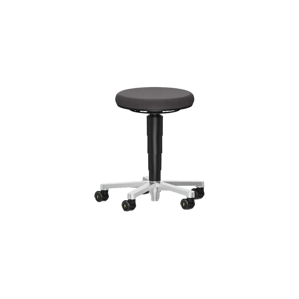 ESD swivel stool 2 with castors, seat height 450 - 650 mm, black