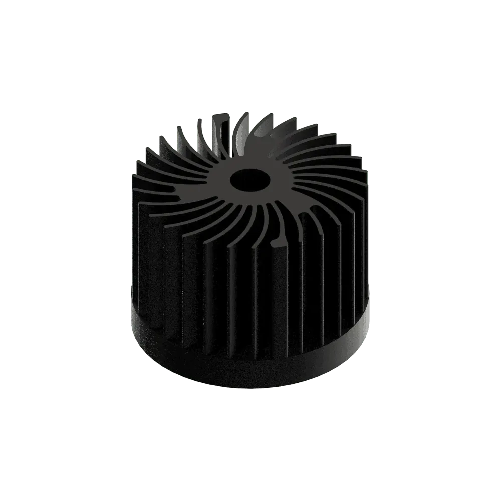 LED star heat sink, ø70mm, H 50mm, Base 10mm, Black anodized