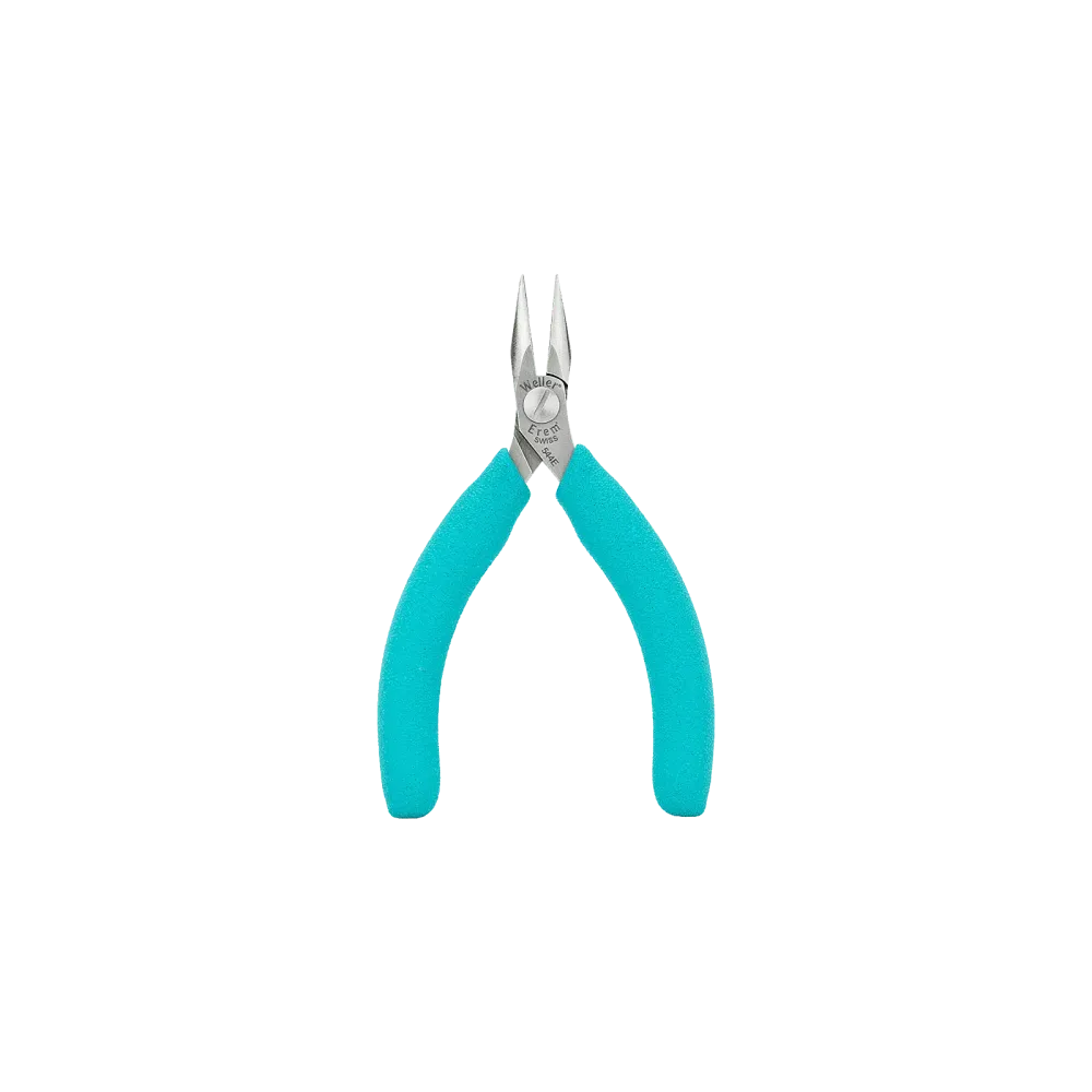 Flat round nose pliers with narrow half-round jaws