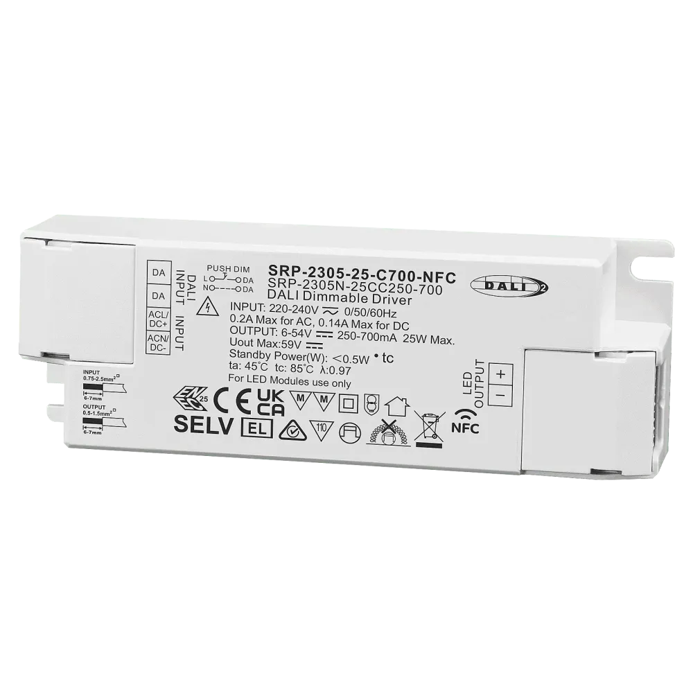 25W DALI2 DT6, AC-PUSH, constant current LED driver, NFC