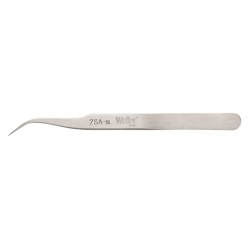 Precision tweezers curved, recessed, with fine tips