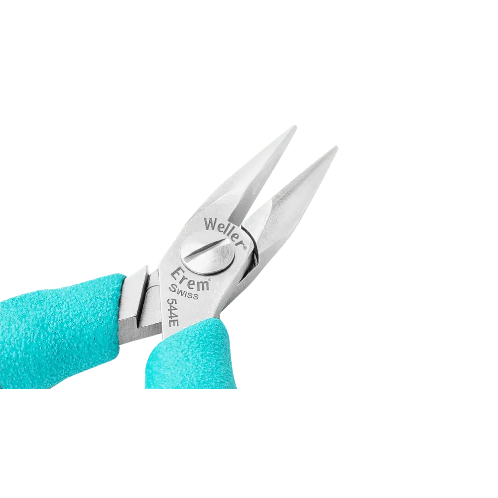 Flat round nose pliers with narrow half-round jaws