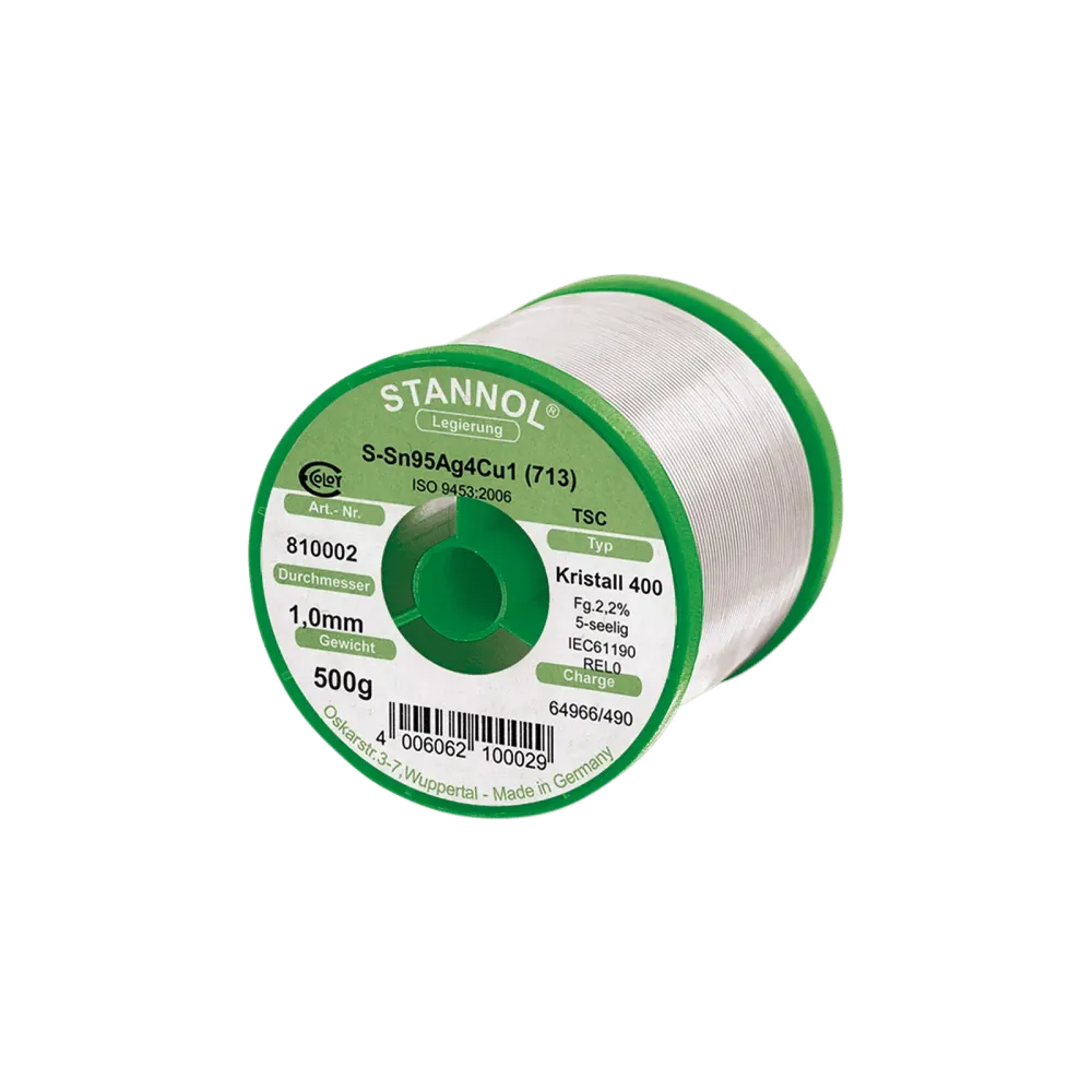 Solder wire Kristall 400, Sn95,5Ag3,8Cu0,7 - TSC, RE L0, 1mm, 500g