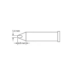 Soldering tip, chisel 1.4 x 6mm, GT6