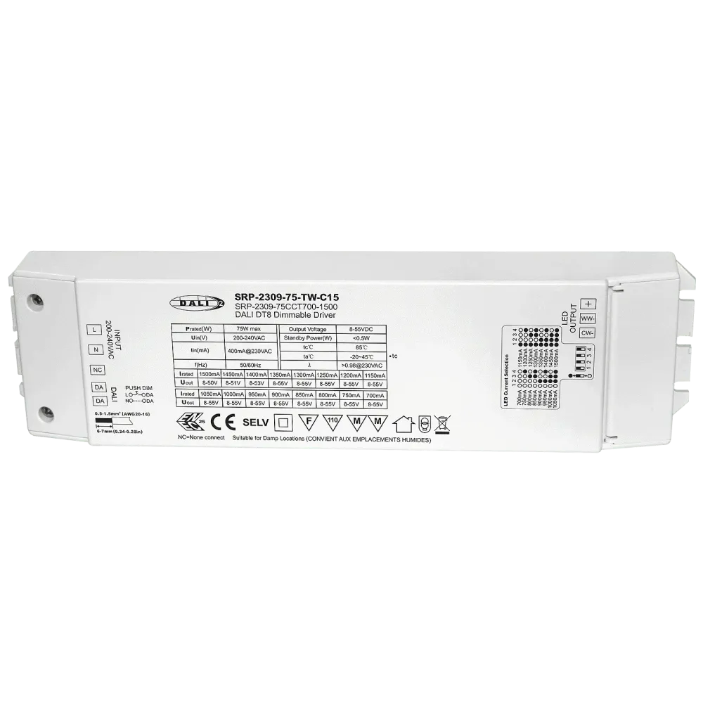 75W DALI DT8, Tunable white, constant current LED driver