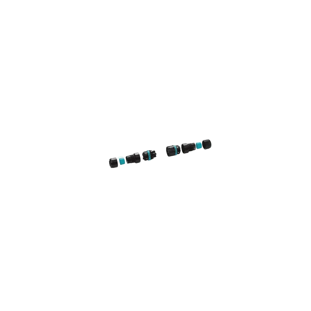Set of mini circular connectors, 4p, male & female, screw connection, wire protection, D6-12mm, IP66/IP68