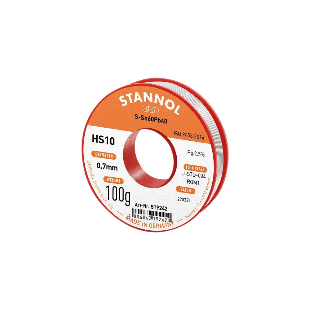 Filo per saldatura HS10, Sn60Pb40, RO M1, 0.7mm, 100g