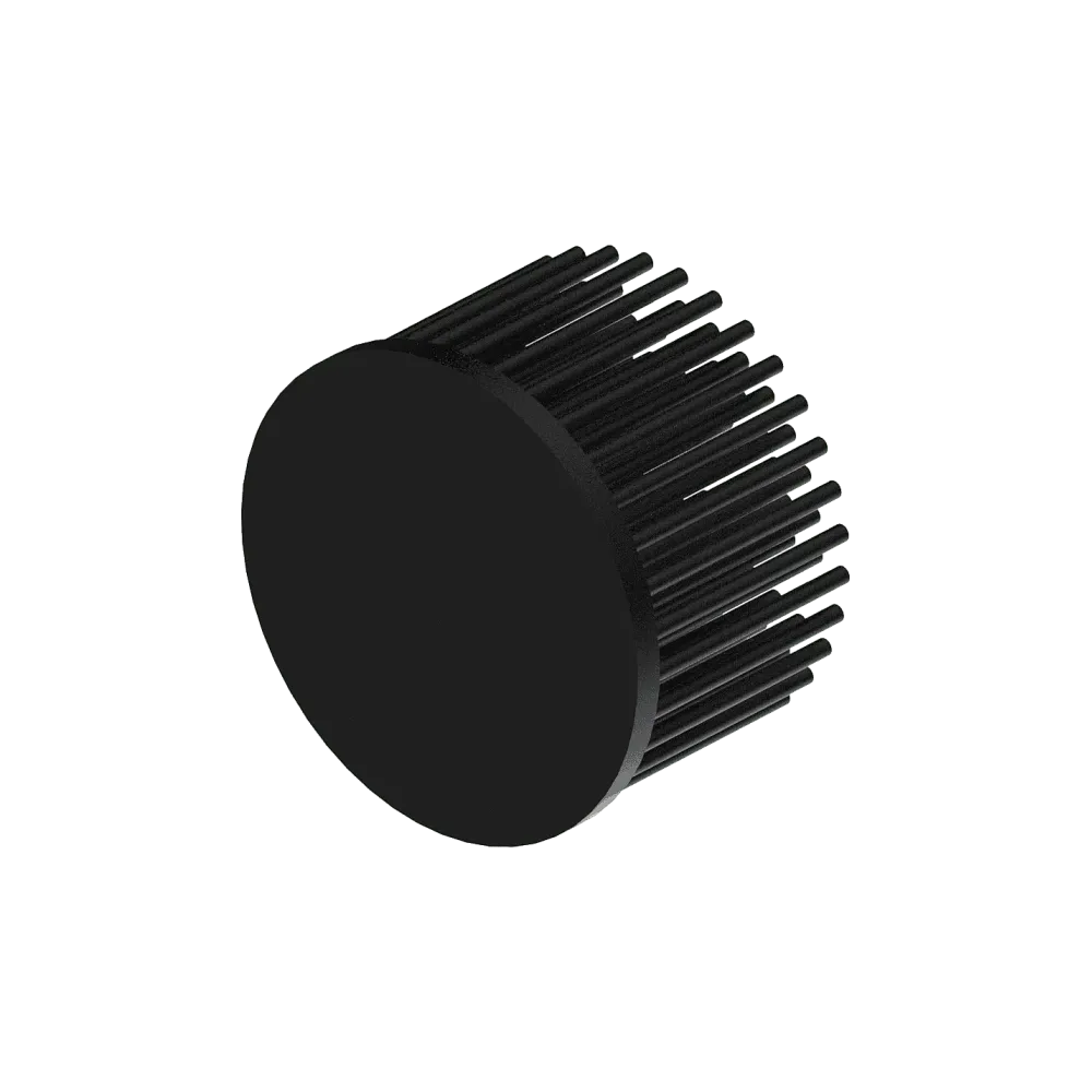 LED pin fin heat sink, ø80mm, H 50mm, Base 5mm, Black anodized