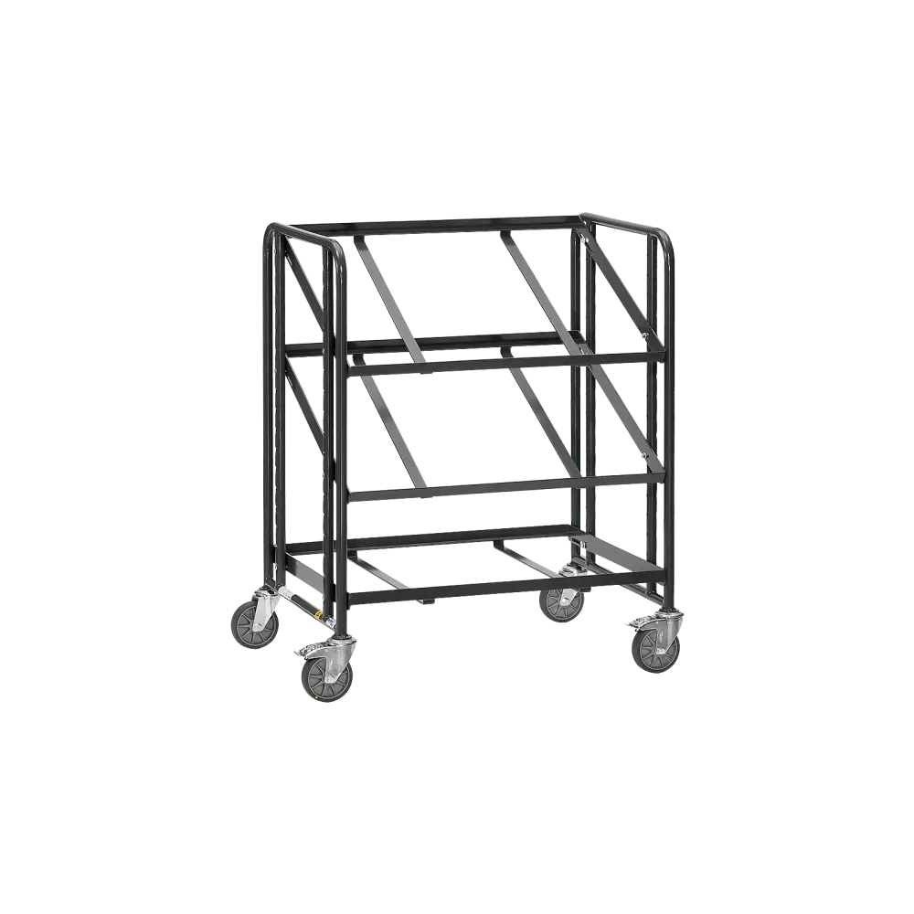 ESD Euro crate trolley, 250 kg, with 3 open shelf frames for 2 Euro crates each