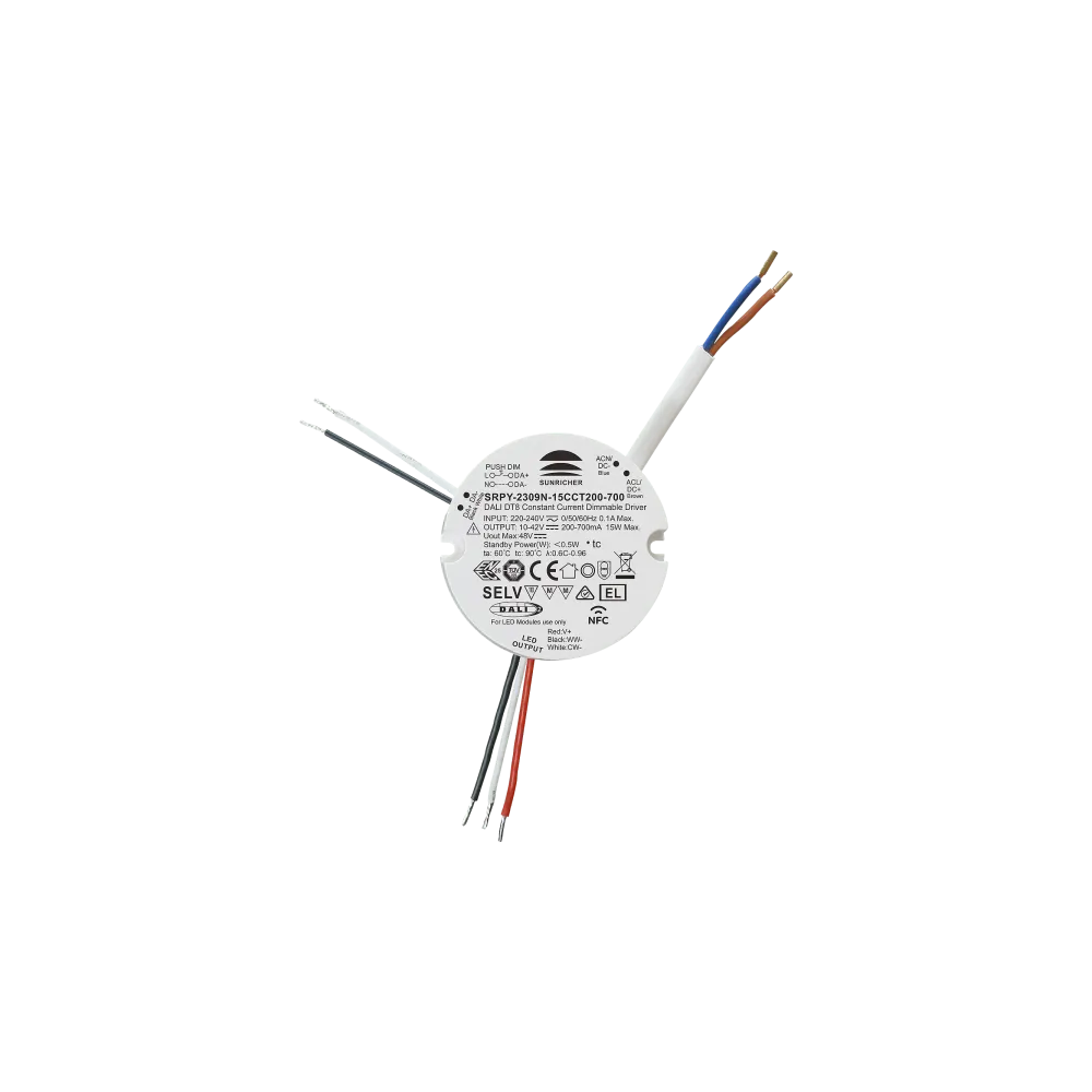 15W DALI2 DT8, Tunable white, constant current LED driver, NFC
