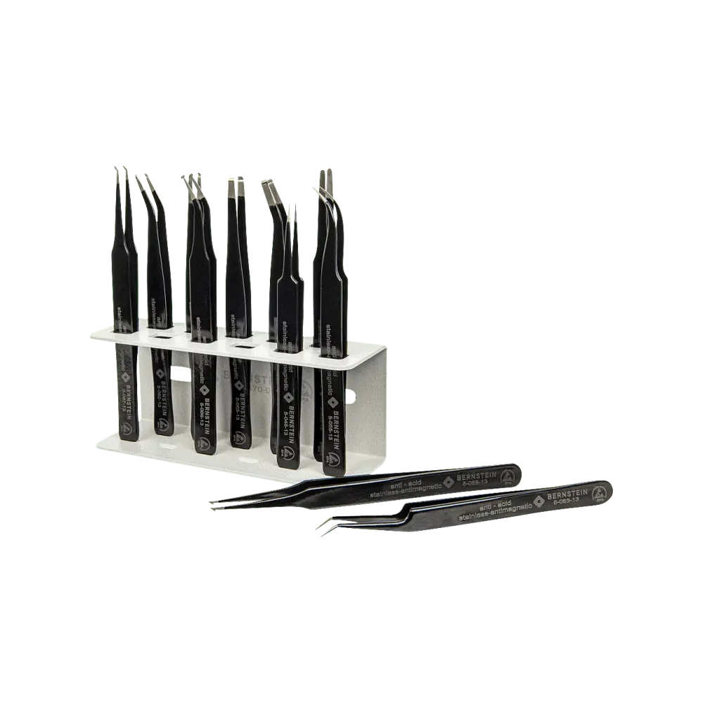 ESD SMD tweezers set geometric 11 pcs with holder TWEEZ