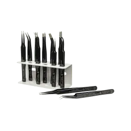 ESD SMD tweezers set geometric 11 pcs with holder TWEEZ