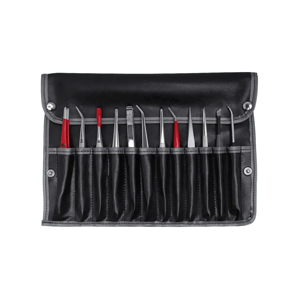 Universal tweezers set 12 pcs (incl. bag)