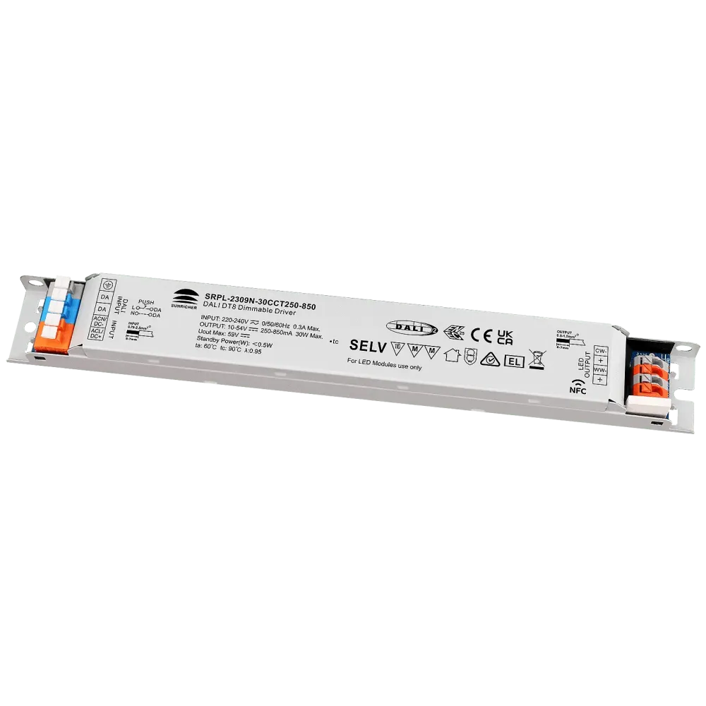 30W DALI2 DT6, AC-PUSH, linear constant current LED driver, NFC