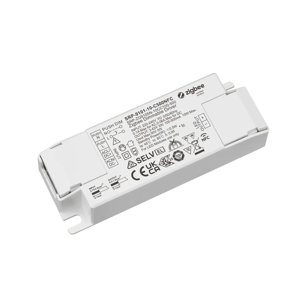 10W ZigBee 3.0, AC-PUSH LED DRIVER CC 100-500mA with NFC