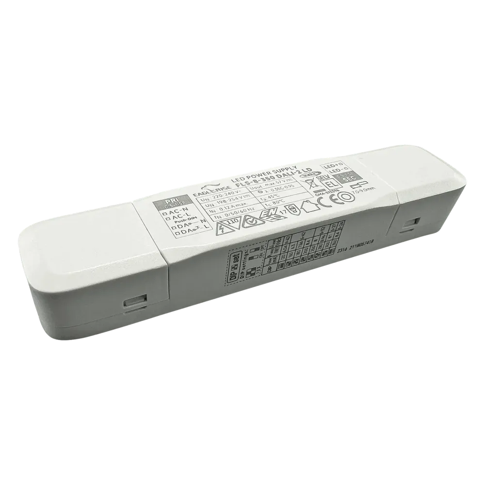 8W LED driver constant current 120-350mA, 5-42Vdc, DALI2, AC Push
