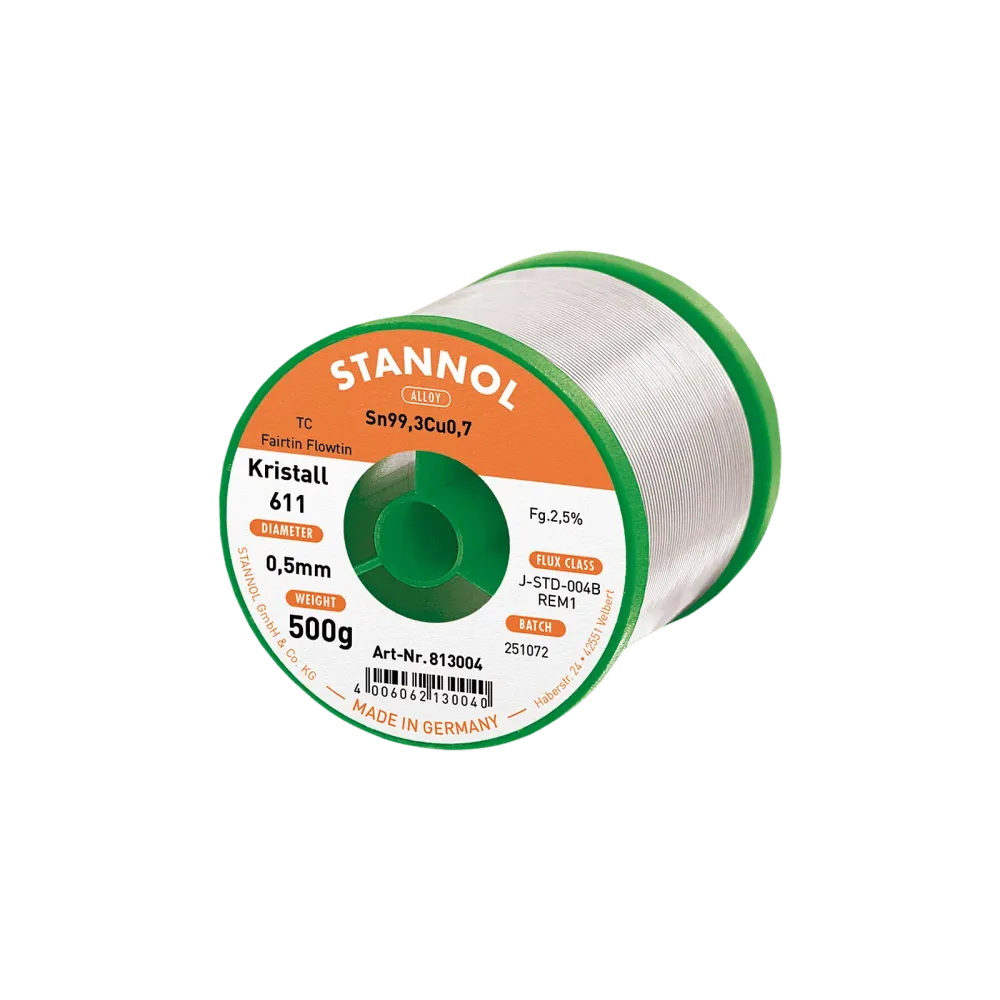 Solder wire crystal 611, Sn99,3Cu0,7 - FLOWTIN TC - Fairtin, 0.5mm, 500g