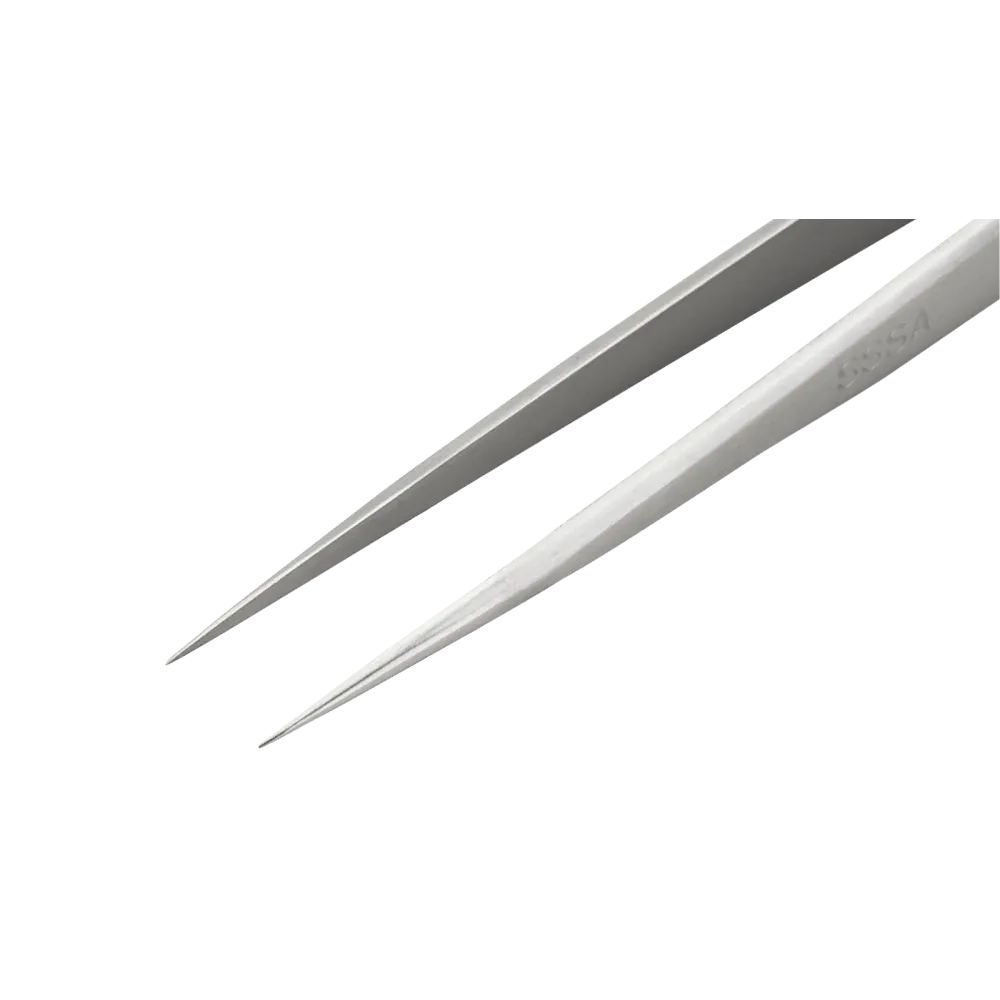 Precision tweezers with long and narrow handles