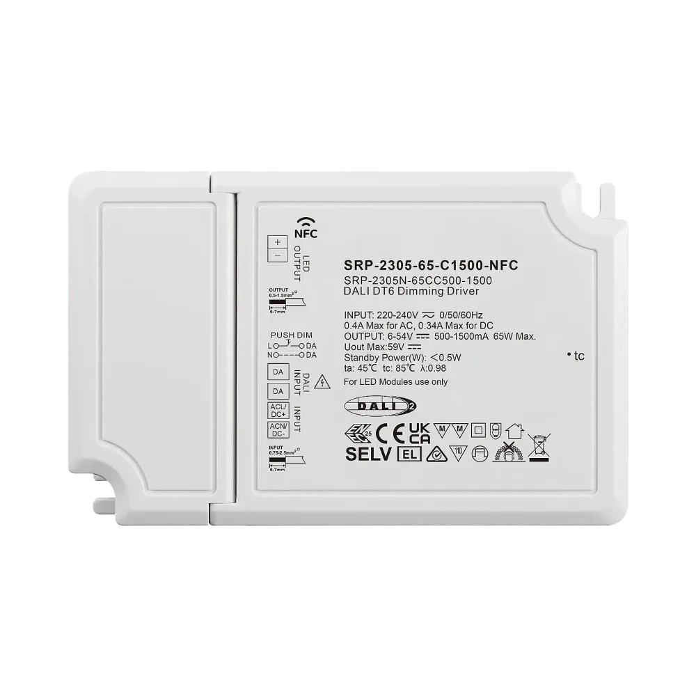 65W DALI2 DT6, AC-PUSH, constant current LED driver, NFC