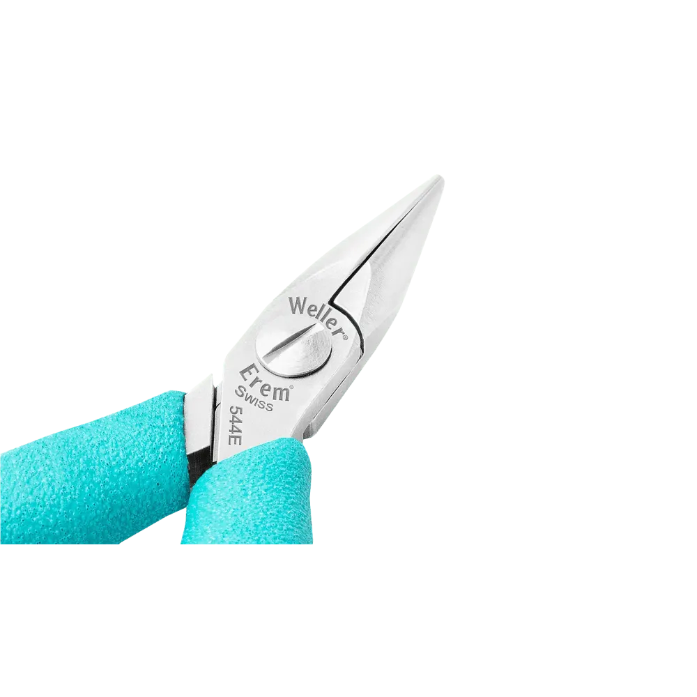 Flat round nose pliers with narrow half-round jaws