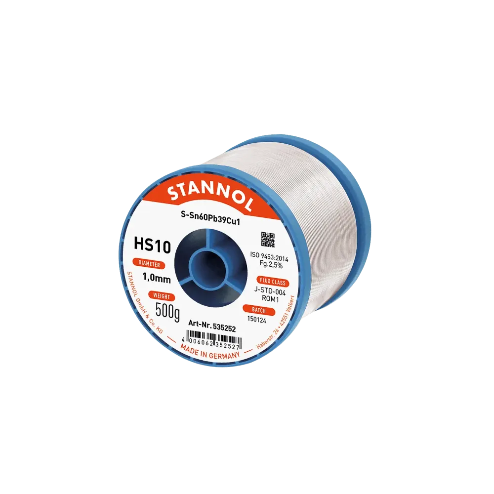 Solder wire HS10, Sn60Pb39Cu1, RO M1, 1mm, 500g